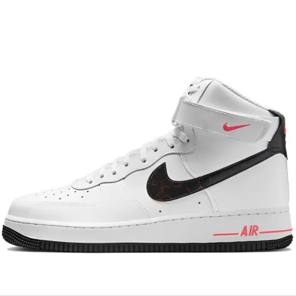 Nike White High-Top Sneakers with Black Swoosh and Pink Details - Picture 2 of 16